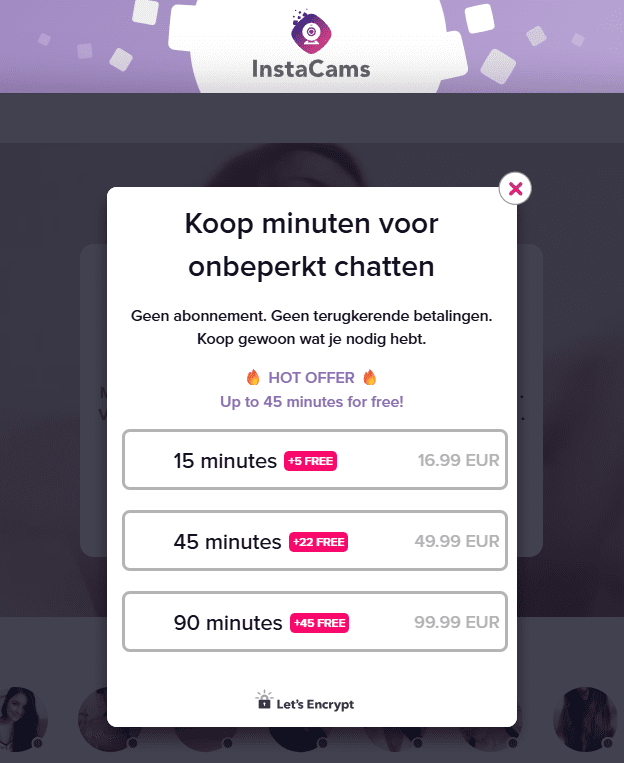 Wat kost InstaCams prijst